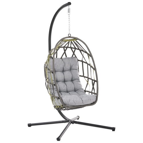 Beliani Hanging Chair with Stand GODRANO Metal Grey