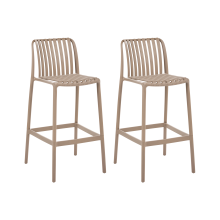 Set of 2 Bar Chairs ARICCIA Synthetic Material Light Brown
