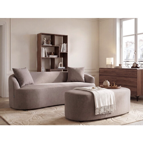 Beliani Sofa AMAL with Ottoman Fabric Taupe 1