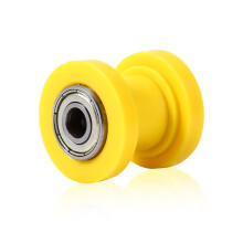 Universal Pulley Tensioner Chain Roller, 10mm Chain Roller Slider Tensioner Wheel Guide for Motorcycle Pit Dirt Mini Bike Atv(Yellow) engine power