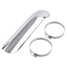 Motorcycle Exhaust Heat Shield, Universal Motorcycle Exhaust Muffler Heat Shield Metal Steel Curve Exhaust Muffler Pipe Cover(Silver) Heat