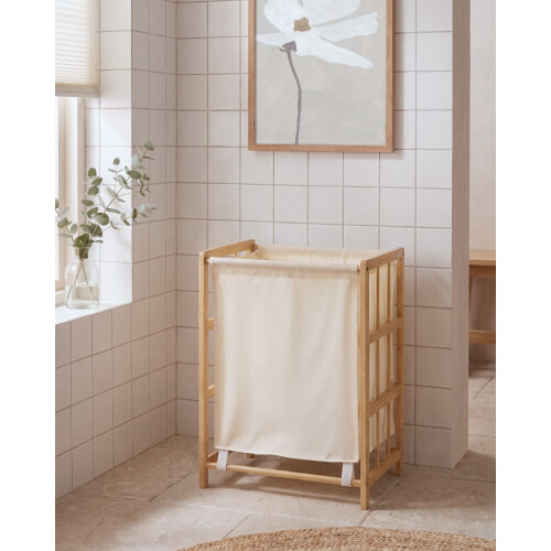 Beliani Laundry Basket MERIN Bamboo Light Brown 45 L 1