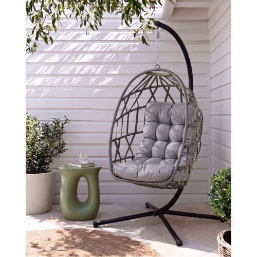 Beliani Hanging Chair with Stand GODRANO Metal Grey 1
