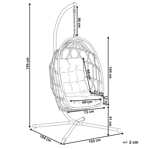 Beliani Hanging Chair with Stand GODRANO Metal Grey 2