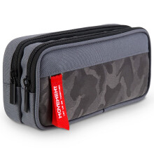 Large Pencil Case for Boys and Girls, Lightweight Triple Pockets Pencil Cases with Big Compartments for School Stationary, Camouflage Gray