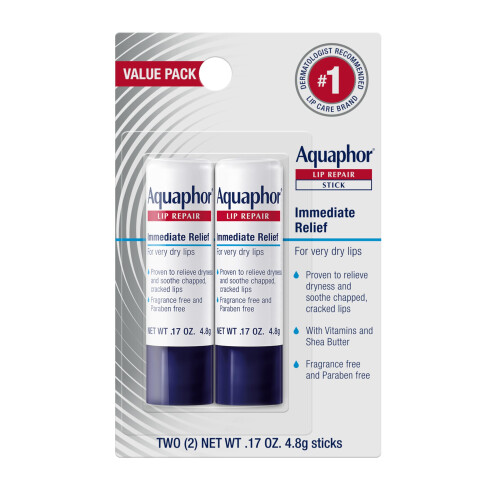 Aquaphor Lip Repair Stick - Soothes Dry, Cracked Lips - 2 Sticks