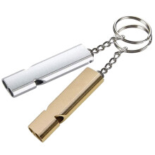 2 Pack Emergency Whistle, Whistle Gold Silver Double Tube Outdoor Survival Whistle Camping Whistle, All Weather Whistle Keyring for Outdoor Hiking