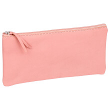 410147C - One Genuine Lambskin Leather Flat School Pencil Case Coral - Dimensions: 22x11 cm - School Supplies - Coloured Pencil Case - Pen Case