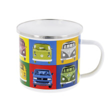 VW Collection - Volkswagen Large Enamel Coffee-Tea Mug Cup for Camping & Outdoor T1 T2 T3 Bus (500 ml/16.9 fl oz/Multicolor)