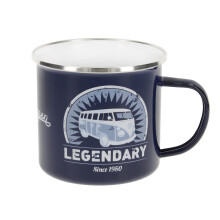 VW Collection - Volkswagen Large Enamel Coffee-Tea Mug Cup for Camping & Outdoor T1 Bus Campervan (500 ml/16.9 fl oz/Legendary/Blue)