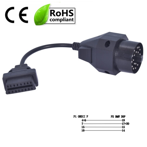obd OBDii 20pin cable connector adapter 16pin diagnostic cable for bmw E36 E46 E38 E39 E53 X5 Z3 1
