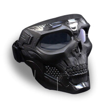 Halloween Skull Messenger Mask Motorcycle Goggles Mask with Removable Face Mask, Motorcycle Motocross face mask with Detachable Goggles and Mouth