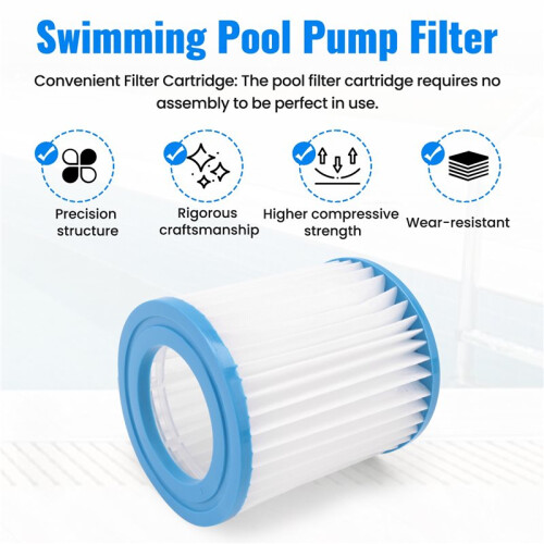 2Pcs Pool Filter Cartridges 89x79x45Mm Replacement Swimming Pool Filter for Pool Filter Pump Cleaner 1