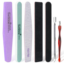 Nail File,Gel Nail File Set Professional Nail Buffer File Block 7Pcs Nail Polish Remover Tools,Nail Polish Gel Remover Tools Kit Cuticle Pusher Nail