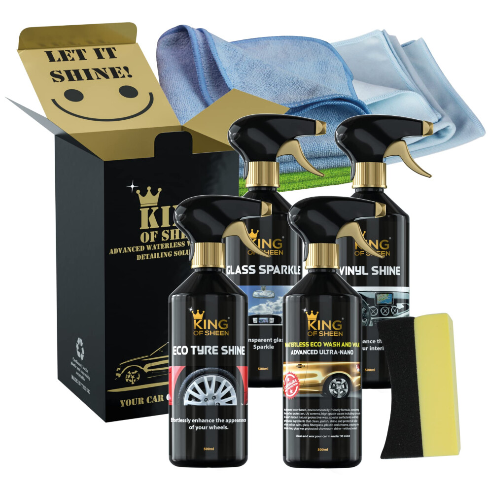 Waterless Car Cleaning Kit 8 Piece Wash Wax Polish Tyre Shine Glass Cleaner - Image 2