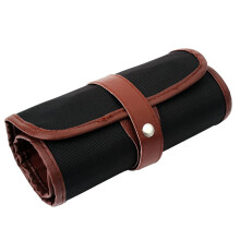Rustic Elegant Canvas Leather Pencil Case - 48 Slots - Brown/Black