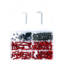 177pcs CNC Aluminum Universal Billet Complete Motorcycle Windscreen Fairing Bolts Kit Fastener Clip Bodywork Screws Nut?Red?