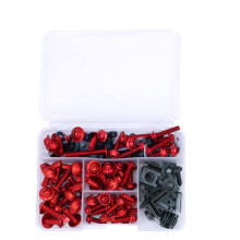 177PCS Motorcycle Sportbike Complete Fairing Bolts Kit Fastener Clips Screw Nuts-Red
