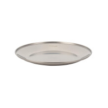 Stainless Steel Tableware Plate L, Silver, 21cm, Lightweight Durable Plate for Home, Camping & Outdoors