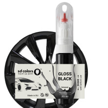 GLOSS BLACK ALLOY WHEEL New Touch Up Paint Pen REPAIR KIT 7ML SCRATCH CHIP BRUSH REPAIR (JUST PAINT)
