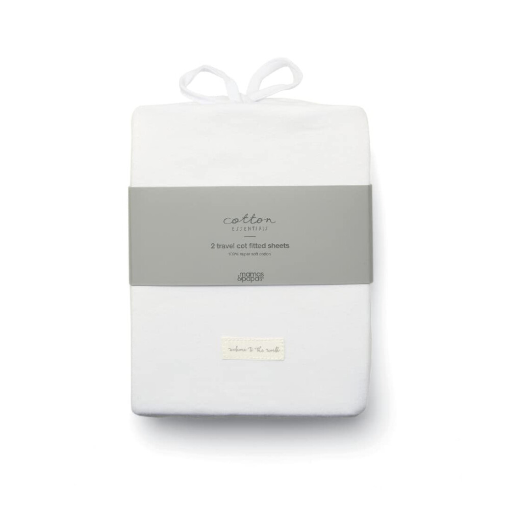 Mamas & Papas Travel Cot Fitted Sheets - 2 Pack - White - 100% Cotton - Image 4