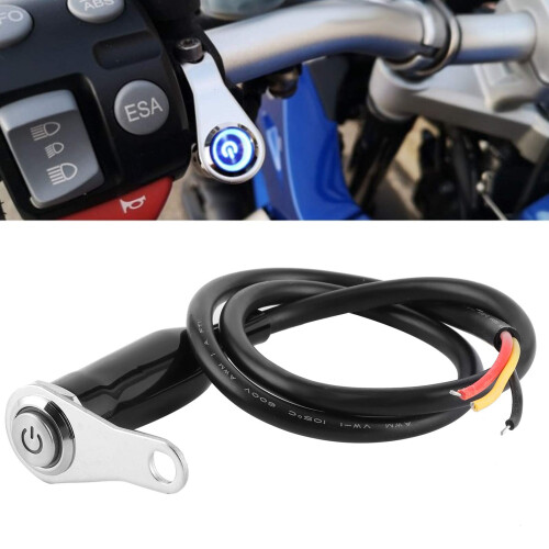 Motorcycle Handlebar Switch 12V Stainless Steel Motorcycle Handlebar Fog Light Switch Button LED Modification Bracket Control Push Button(A switch) 1