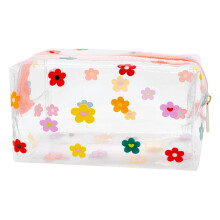 Clear Cosmetic Bag, Jagowa Portable Waterproof Storage Pouch, Cute Floral Pencil Case, Travel Makeup Tool Storage Bag for Women Girls (Flower)