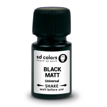 TOUCH UP PAINT UNIVERSAL MAT BLACK 15 ML for Repair Stone Chips Scratches Car Moto Bicycles Alloy wheels