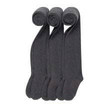 Girls Cotton-Rich Plain Tights 3 Pack, Dark Grey Cotton School Uniform Winter Tights, Soft & Durable, Ages 7-8 Years