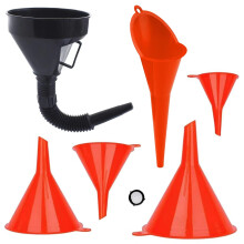 Universal Plastic Funnel Set for Gasoline Engine and Kitchen - 6Pcs with Long Mouth Funnel (4 Mini) for Motorcycles and Car