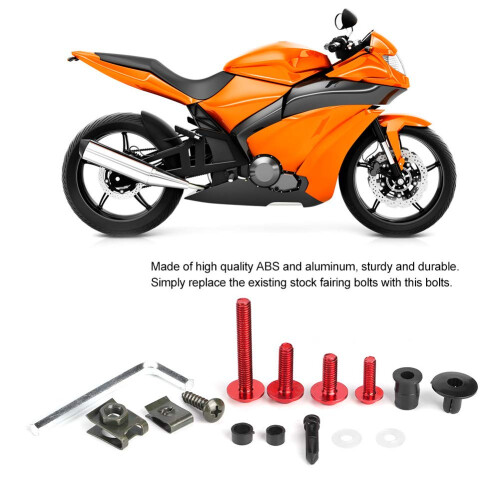 223Pcs Universal Motorcycle Fairing Bolt Kit, Screws, Washers, Nuts, Clips, Wrenches (Red) 2