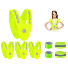 4PCS Children Luminous Vest+4PCS Reflective Wristbands, Child V-Shape Safety Vest, Hi Vis Vests for Kids, Kids High Visibility Reflective Vest,