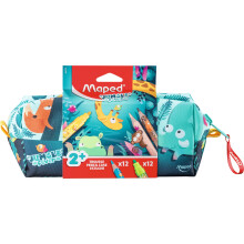 - Jungle Fever colouring set - Early Age filled pencil case with colouring tools - 12 coloured pencils + 12 felt-tip pens - Suitable for children from