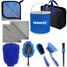 Professional Car Cleaning Kit with Storage Bag 9L Foldable Bucket, Car Washing Kit Detailing Brush Set 9 Pcs Wheel Brush Microfiber Wash Mitt Drying