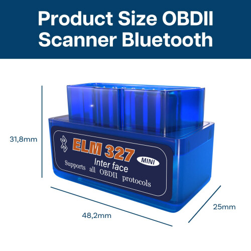 Mini Bluetooth OBD2 Car Scanner V2.1 – Vehicle Code Reader Diagnostic Tool for Engine Faults – Compatible with Android iOS Windows Devices – 1