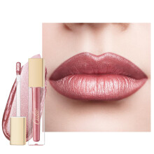 Rose Diamond Lip Gloss - Metallic Pink Liquid Lip Stain, Long Lasting Lipstick for Women, also for Eyeshadow, Glitter Finish, Waterproof, No Transfer,