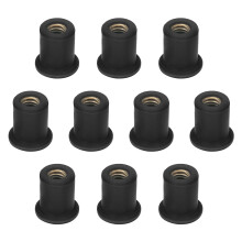 10Pcs M6 Rubber Nuts Motorcycle Windshield Nuts Brass Insert Motorcycle Fairing Well Nut Compatible with Honda Compatible with Suzuki