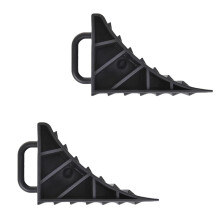 2 Pcs Wheel Chocks Heavy Duty Parking Block Set with Handle Portable Caravan Chocks Tyre Saver Brake Stoppers Non Slip Ridged Wedges for Car Motorbike