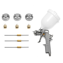 Compressed Air Paint Spray Gun with 3 Nozzles 1.5 mm 2.0 mm 2.5 mm 600 ml Gravity Feed cup