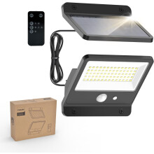 Solar Security Outdoor LED 6500K, Solar-Powered Flood w/PIR Motion Sensor, Remote Control w/16ft Cable, IP65 Waterproof, 3 Modes (1)