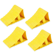 4 PCS Wheel Chocks, Anti-Slip Tyre Saver Brake Stoppers Plastic Trailer Wheels Chock for Car Caravan Motorhome Motorbike RV Camper (Yellow)