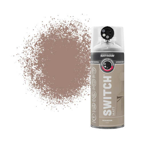 Rust-Oleum Switch 5 in 1 Nozzle Multi Surface Topcoat Decorative Spray Paint Aerosol 400ml Mushroom Matt Finish