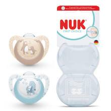 First Choice Baby Dummies | 0-6 Months | Orthodontic Soothers | Soothes 99% of Babies** | Bear & Seahorse | 2 Count
