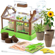 Kids Plant Growing Kit, Kids Mini Greenhouse Flower Growing Kit with Upgraded Irrigation - Discovery Educational Gardening Gift for Boy & Girl (NOT