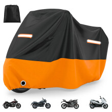 Waterproof Motorcycle Cover for Outdoor, Heavy Duty Motorbike Cover for Rain, Anti-UV, Dust & Snow Protection, Lock Hole, Windproof Buckles, Fits 96.5