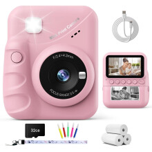 Kids Camera Instant Print, 3.0" HD Screen 48MP Instant Camera for Kids with 32G Card & 3 Print Paper, 1080P HD, Fun Gift for Girls Boys 3-12 Years Old