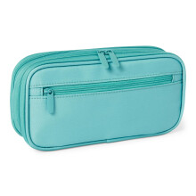 Large Capacity Pencil Case with Durable Zipper, Multi-Compartment, Cyan Mild
