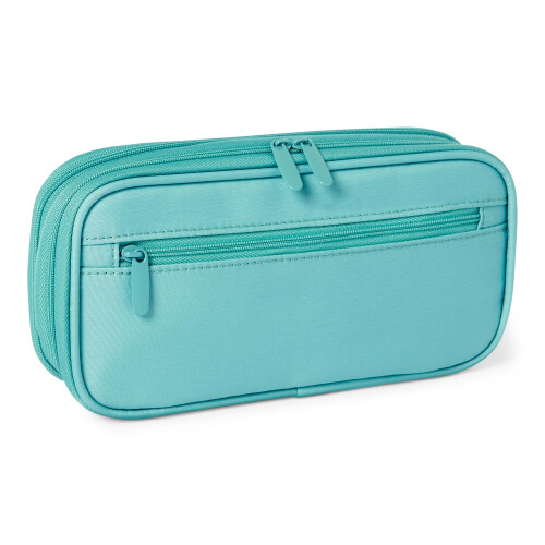 Large Capacity Pencil Case with Durable Zipper, Multi-Compartment, Cyan Mild