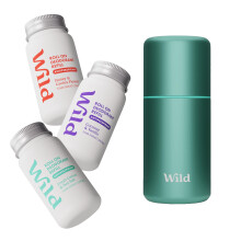 Refillable Antiperspirant Roll On Deodorant Starter Kit with 72 Hour Odour & Sweat Protection - Aqua Case with Honey & Cactus Flower, Cotton & Sea