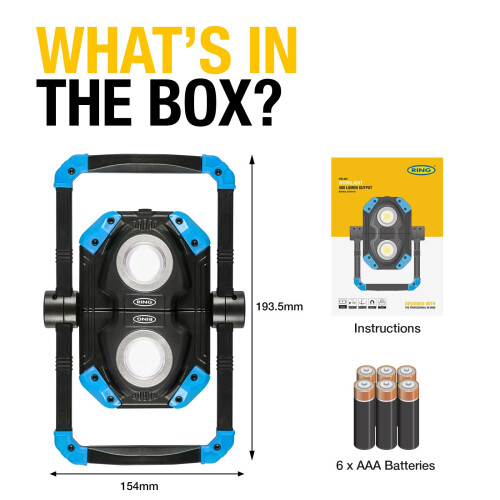 Ring 400 Lumen Battery Operated Floodlight, Work Light With Long Operating Time - Compact & Lightweight 1